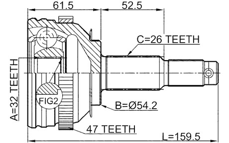 2010-CARA47 - OUTER CV JOINT 32X54.2X26