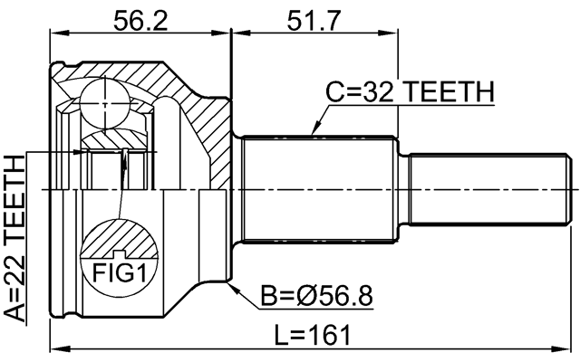 2010-JOURR - OUTER CV JOINT REAR 22X56.9X32