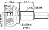 2010-JOURR - OUTER CV JOINT REAR 22X56.9X32