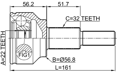 2010-JOURR - OUTER CV JOINT REAR 22X56.9X32