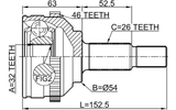 2010-SEBA46 - OUTER CV JOINT 32X54X26