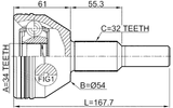 2010-VOY - OUTER CV JOINT 34X54X32