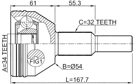 2010-VOY - OUTER CV JOINT 34X54X32
