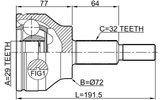 2010-WD14F - OUTER CV JOINT 29X72X32
