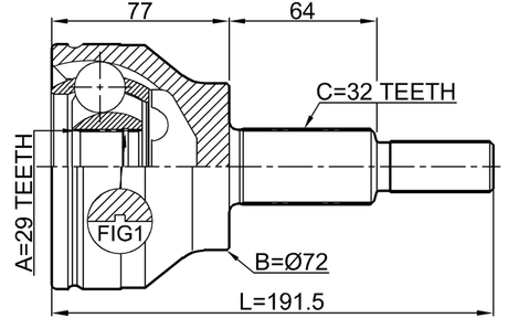 2010-WD14F - OUTER CV JOINT 29X72X32