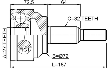 2010-WKR - OUTER CV JOINT REAR 27X70X32