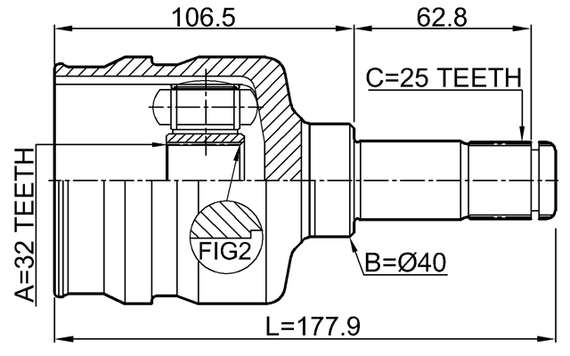 2011-CARLH - INNER CV JOINT LEFT 32x40x25