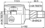 2011-COMLH - INNER CV JOINT LEFT 36X42.9X29