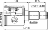 2011-JOULH - INNER CV JOINT LEFT 26X40X29
