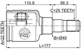 2011-JOURR - REAR INNER CV JOINT 22X40X25
