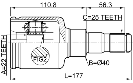 2011-JOURR - REAR INNER CV JOINT 22X40X25
