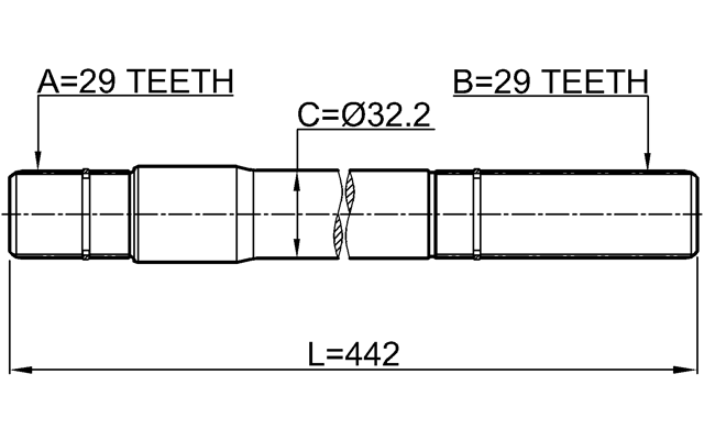 2012-GRCHRH - AXLE HALF SHAFT RIGHT 29X442X29