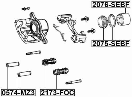 2075-SEBF - FRONT BRAKE CALIPER REPAIR KIT (SET FOR ONE SIDE)