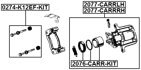 2077-CARRRH - REAR RIGHT BRAKE CALIPER ASSEMBLY