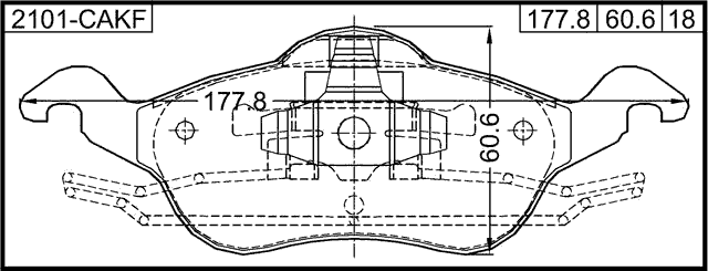 2101-CAKF - PAD KIT, DISC BRAKE, FRONT (WITH ANTI-RATTLE SPRING)