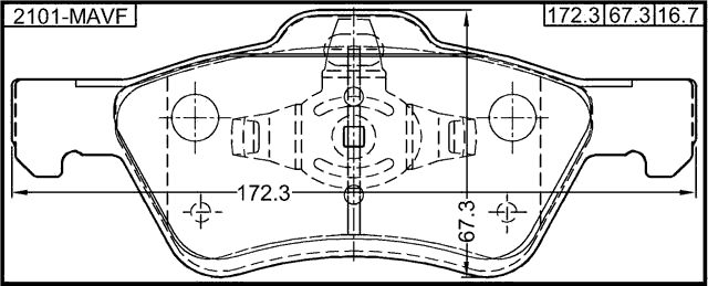 2101-MAVF - PAD KIT, DISC BRAKE, FRONT (WITH ANTI SQUEAL SHIM, WITH BRACKETS)