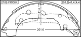 2102-FOCIIR - SHOE KIT, REAR BRAKE (WITH PARKING BRAKE LEVER)