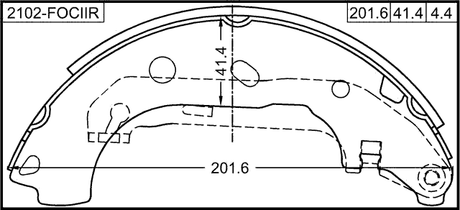 2102-FOCIIR - SHOE KIT, REAR BRAKE (WITH PARKING BRAKE LEVER)