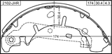 2102-JHR - SHOE KIT, REAR BRAKE (WITH ANTI-RATTLE SPRING)