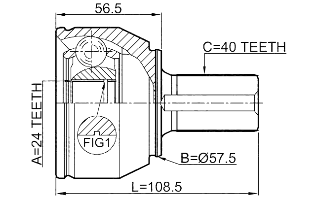 2110-CA216 - OUTER CV JOINT 24X57.4X40