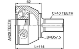 2110-CA220 - OUTER CV JOINT 28X57.5X40