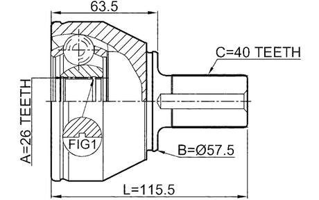 2110-CA223 - OUTER CV JOINT 26X57.5X40