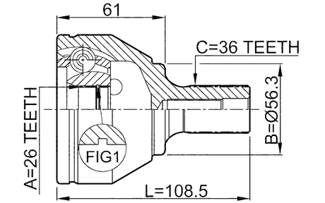 2110-CB3 - OUTER CV JOINT 26X56.5X36