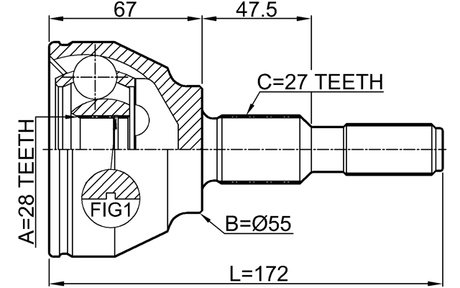 2110-CNG - OUTER CV JOINT 28X55X27