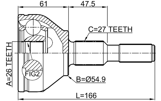 2110-CNGAT - OUTER CV JOINT 26X55X27