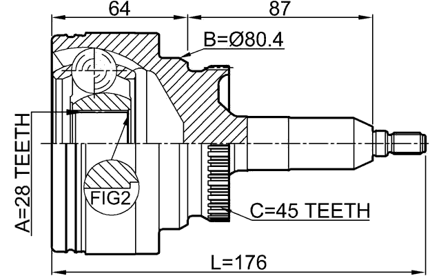 2110-EXP - OUTER CV JOINT 28X25X45