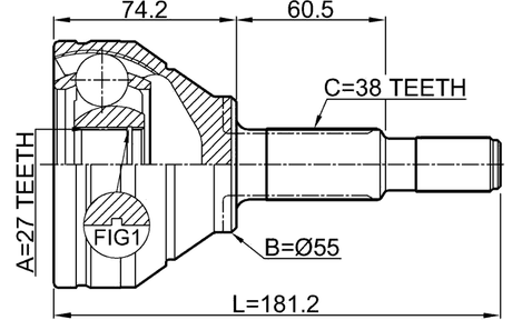 2110-EXPAWD - OUTER CV JOINT 27X55X38