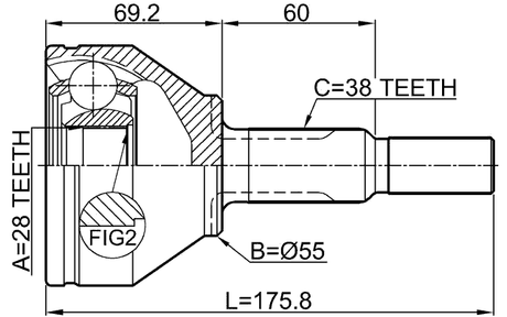 2110-EXPL - OUTER CV JOINT 28X55X38