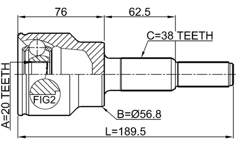 2110-EXPLR - OUTER CV JOINT REAR 20X56.8X38