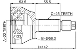 2110-FA - OUTER CV JOINT 22X56.3X25