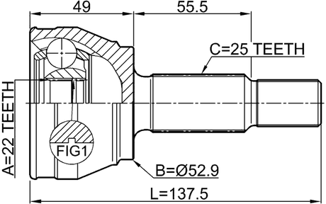 2110-FIE - OUTER CV JOINT 22X52.9X25