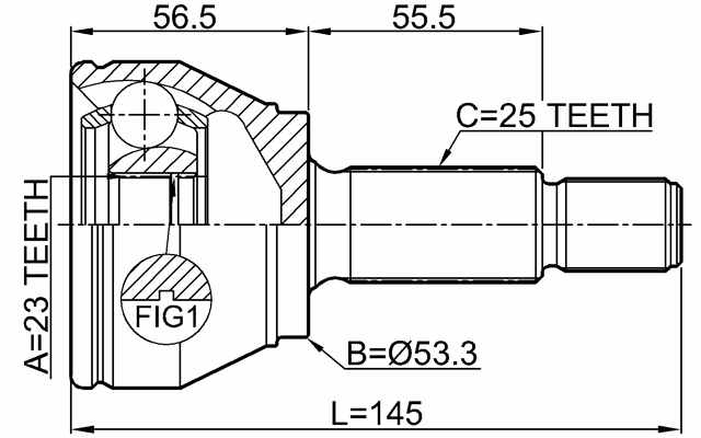 2110-FIEAT - OUTER CV JOINT 23X53.2X25