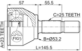 2110-FOC - OUTER CV JOINT 23X53.2X25