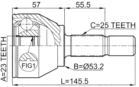 2110-FOC - OUTER CV JOINT 23X53.2X25