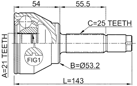 2110-FUS - OUTER CV JOINT 21X53.2X25
