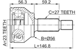 2110-GE - OUTER CV JOINT 23X56X27