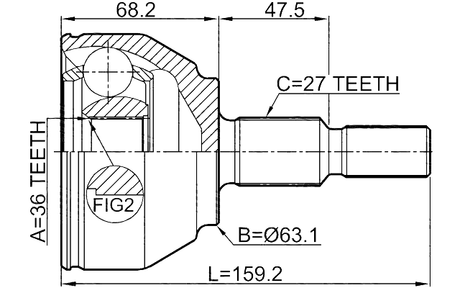 2110-KUGTD - OUTER CV JOINT 36X63.1X27
