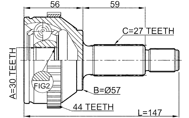 2110-MONA44 - OUTER CV JOINT 30X57X27