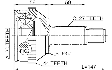 2110-MONA44 - OUTER CV JOINT 30X57X27