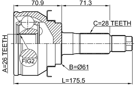 2110-TKE - OUTER CV JOINT 26X61X28