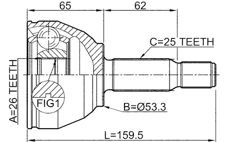 2110-TRCD - OUTER CV JOINT 26X53.3X25