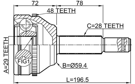 2110-TRDA48 - OUTER CV JOINT 29X59X28