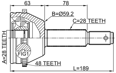 2110-TT985A48 - OUTER CV JOINT 28X59X28