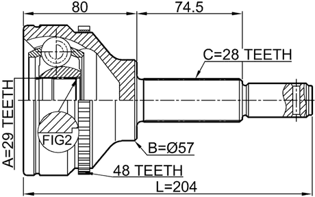 2110-TT9A48 - OUTER CV JOINT 29X57X28