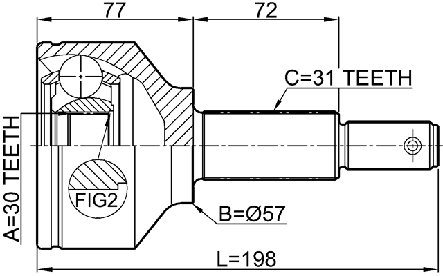 2110-TTF330 - OUTER CV JOINT 30X57X31