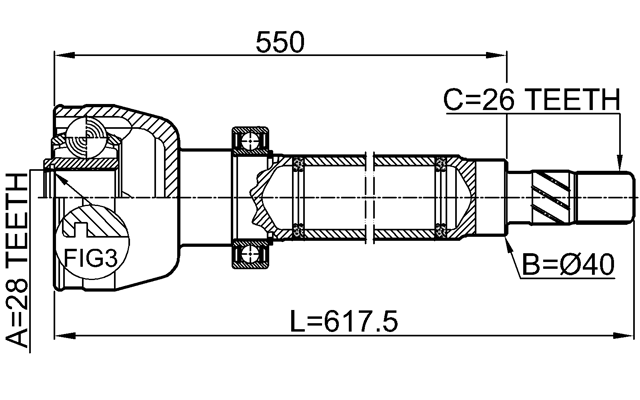 2111-CA1RH - INNER CV JOINT RIGHT 28X40X26